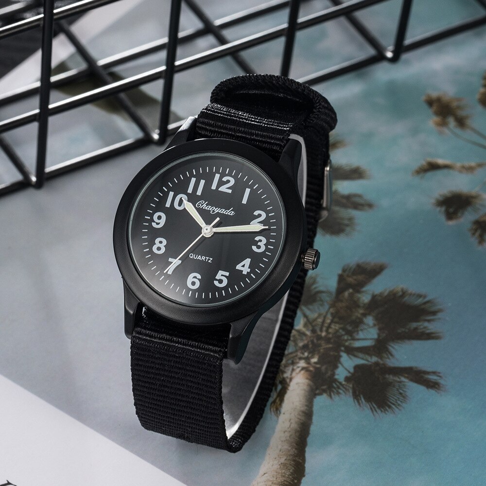 Sød nylon rem ur fødselsdag jul piger drenge armbåndsur børn & #39 dages børn: Sort n sort rem