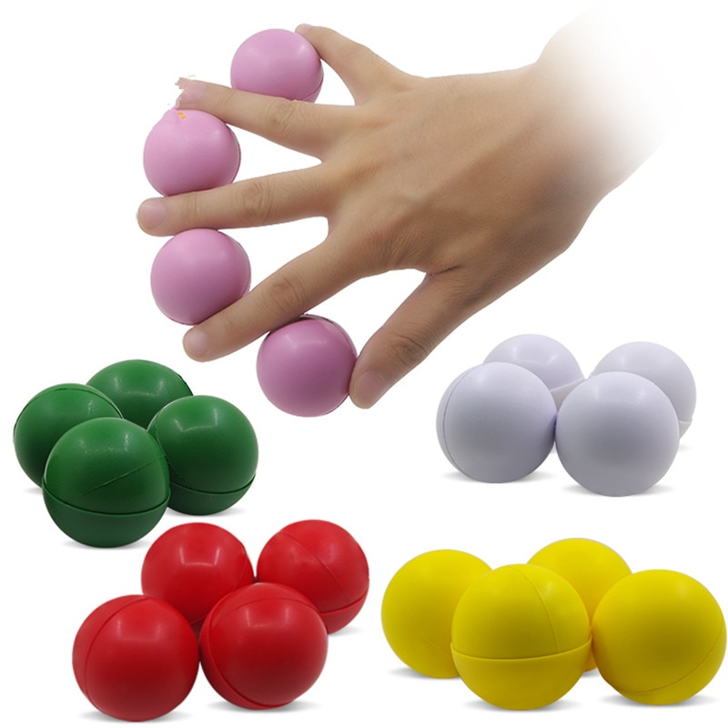 Vermenigvuldigen Balls,Bal Verschijnen (Een Bal Tot Vier Ballen), rubber Materiaal 5 Cm Dia-Groen/Geel/Roze/Rood, Mentalisme Goocheltrucs