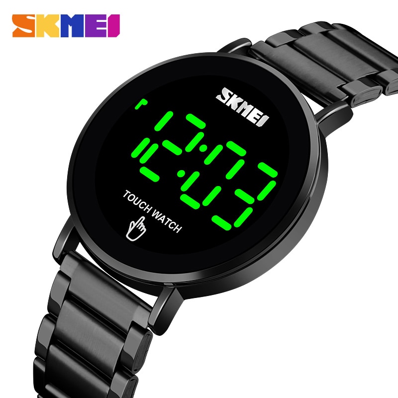 Skmei Mode Horloge Mannen Digitale Horloge Mannelijke Touch Screen Led Licht Display Waterdicht Roestvrij Stalen Band Montre Homme