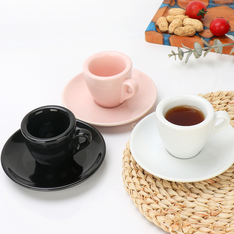 Tazas y platillos de Espresso italianos de 50ml, taza de Espresso de cerámica con aislamiento térmico grueso de larga duración, artículos especiales para café