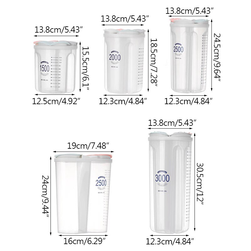 Kitchen Storage Jar Sealed Tank Storage Box Compartment Cans Plastic Cereal Dispenser Mason Jars with Lid Kitchen Canister Sets