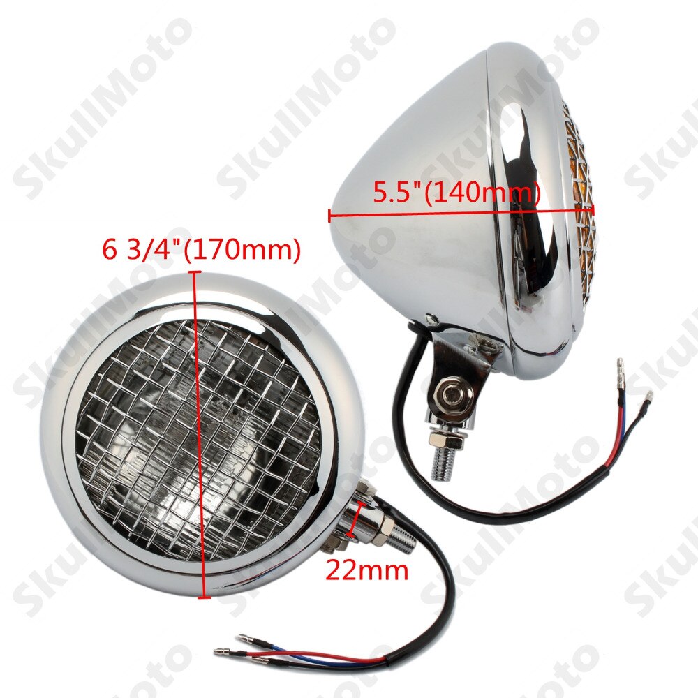 6 3/4" Motorcycle Headlight Retro Vintage Cafe Racer Headlight Grill For Harley Bobber Chopper