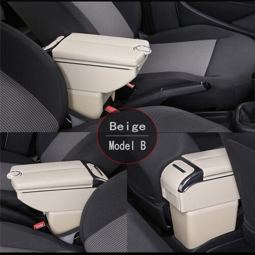 Boîte Convertible accoudoir pour Peugeot 307 CC, Double portes ouvert, 7usb centrale, boîte de rangement, accoudoir: B-Beige