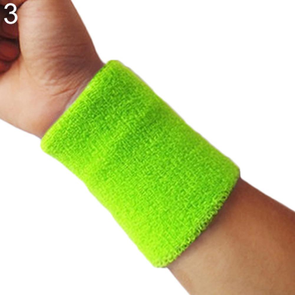 1pc fargerik bomull sportsfrotté håndledd svettebånd tennis squash badminton gym basketball spenne håndledd svettebånd beskytter: Fluorescerende grønt