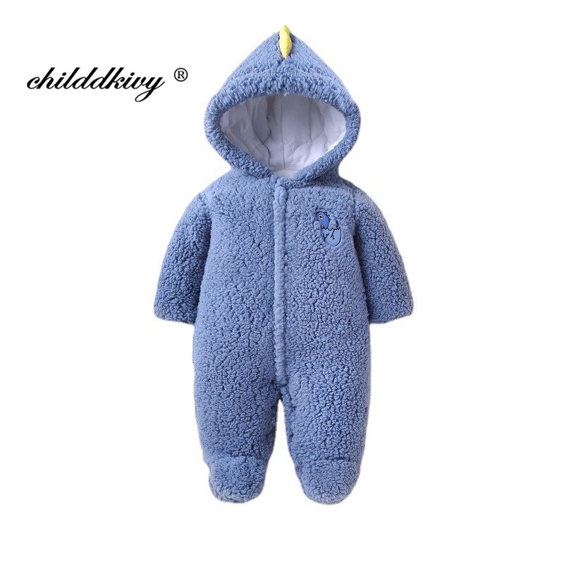 Katoenen Pasgeboren Baby Kleding Winter Meisjes Sneeuw Wear Jumpsuit Fleece Jongen Romper Bodysuit Kids Bovenkleding 0-12M: blue / 3M