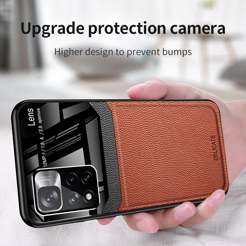 Étui pare-chocs en cuir PU et silicone pour Xiaomi Redmi Note 11 Pro Plus, coque arrière, 5G, 11S