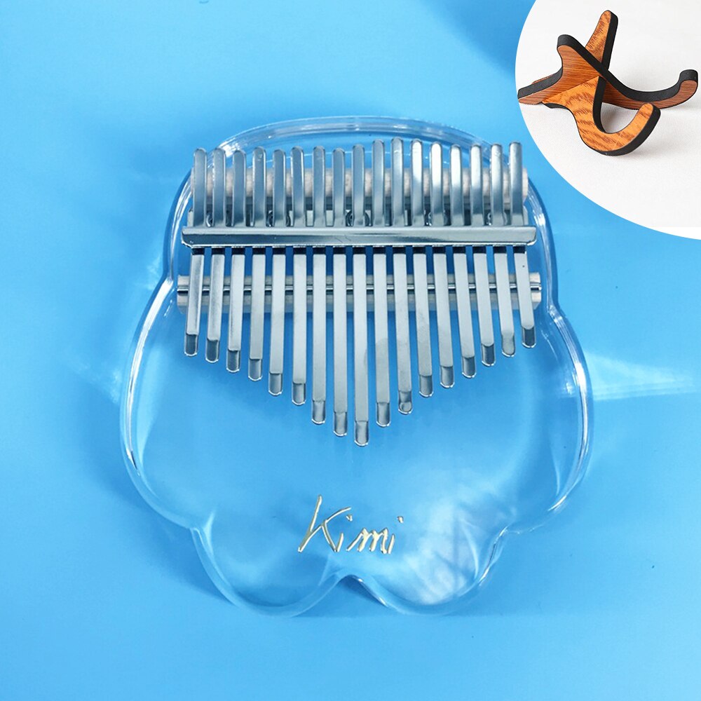 Kimi Kalimba acrylique 17 clé Transparent pouce Piano doigt Piano avec accordeur marteau bâton Kalimba étui arc-en-ciel Kalimba: Cat with stand