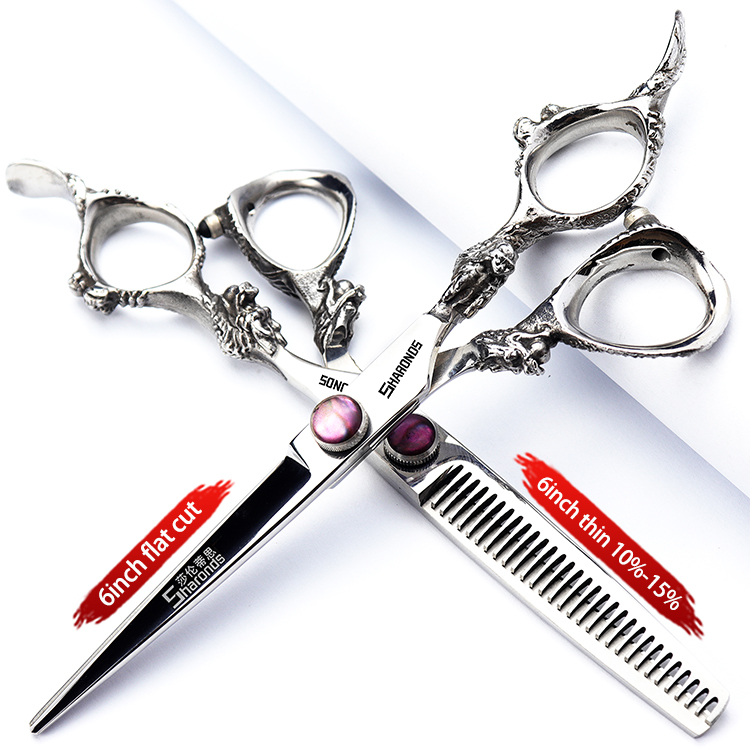 6- inch echte haarschaar, exclusief voor kappers in de kapsalon, tondeuseset met platte tanden, haarknipgereedschap