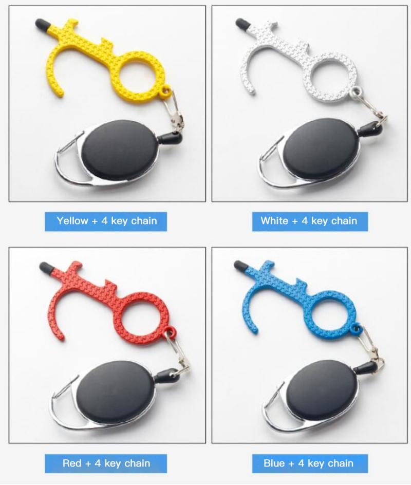 Anti Contact Door Opener No Touch Key Door Opener Keychain Anti-Touch Door Handle Elevator Artifact Key Button Tool