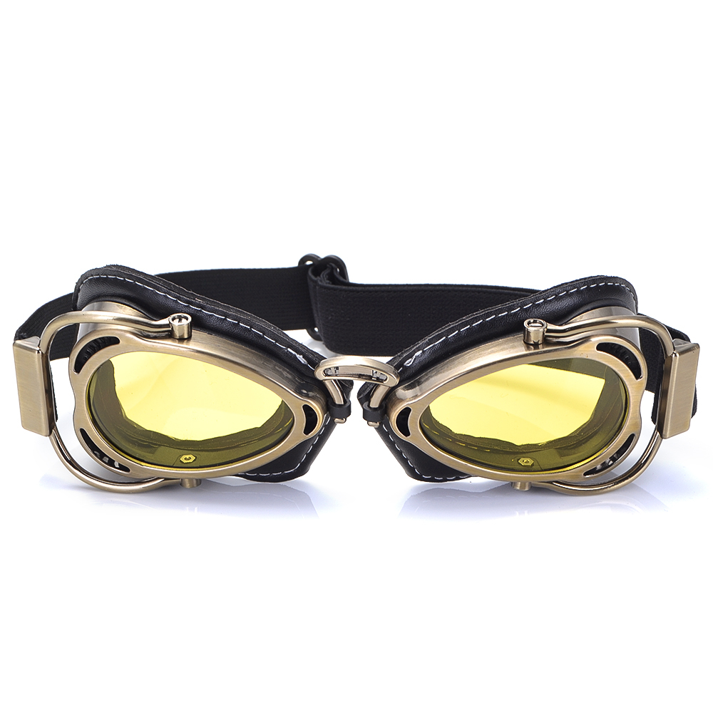 Gafas Vintage a prueba de viento y polvo para casco de motocicleta, gafas para Cruiser Cafe Racer, gafas de piloto: Champán
