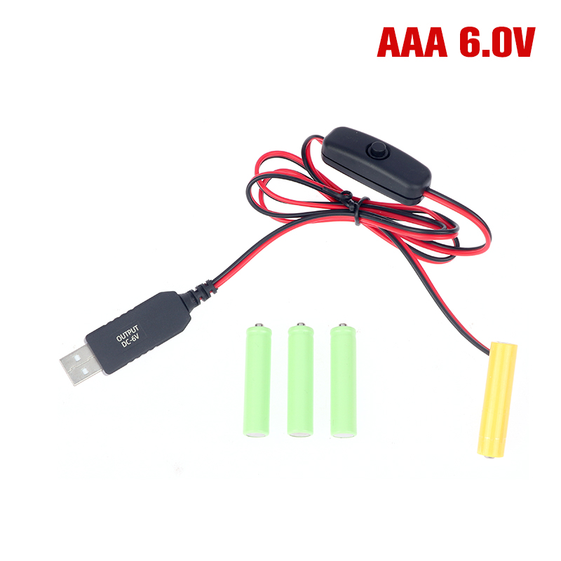 Aaa Attrappe-Batterie Adapter USB-Netzteil Schalter Kabel ersetzen aaa Batterien für Fernbedienungen Kamera Spielzeug LED-Streifen: Grün
