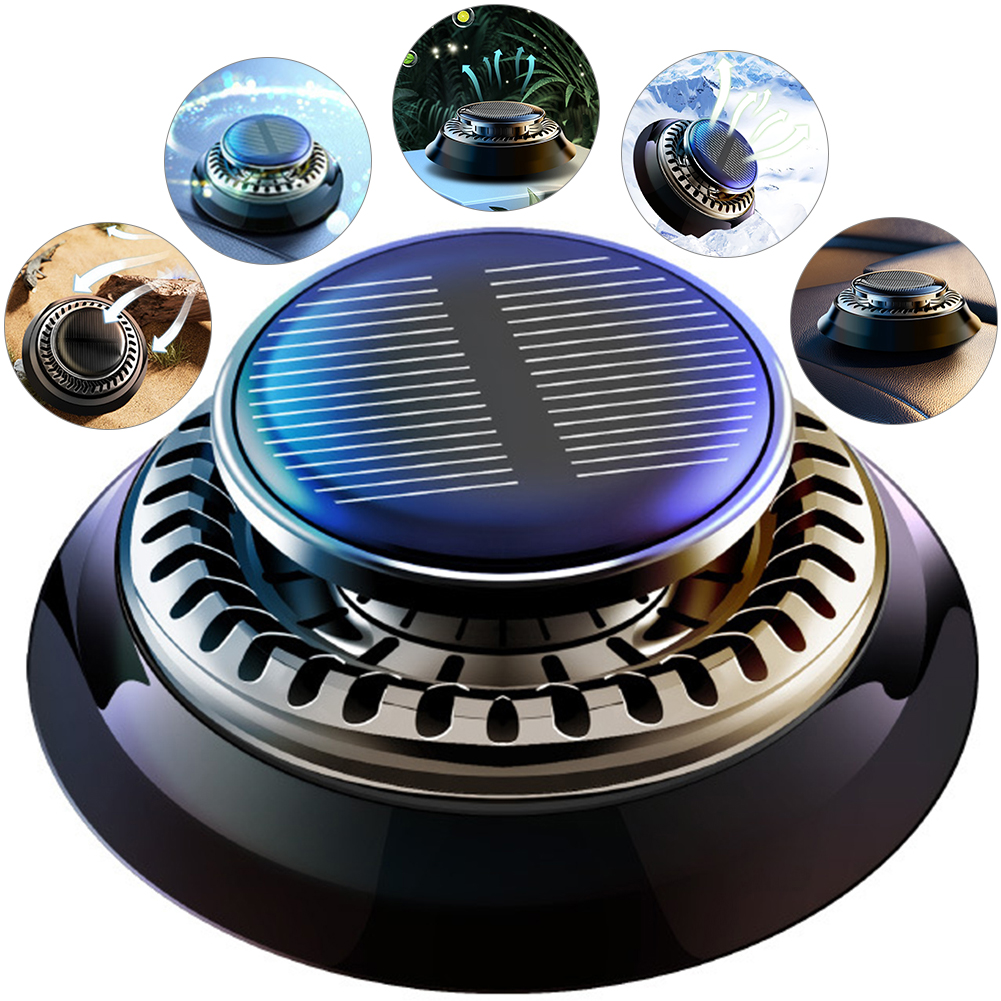 Zonne-auto luchtverfrisser Langdurige roterende auto Aromatherapie Auto etherische oliën Diffusers Ontgeurende interieuraccessoires