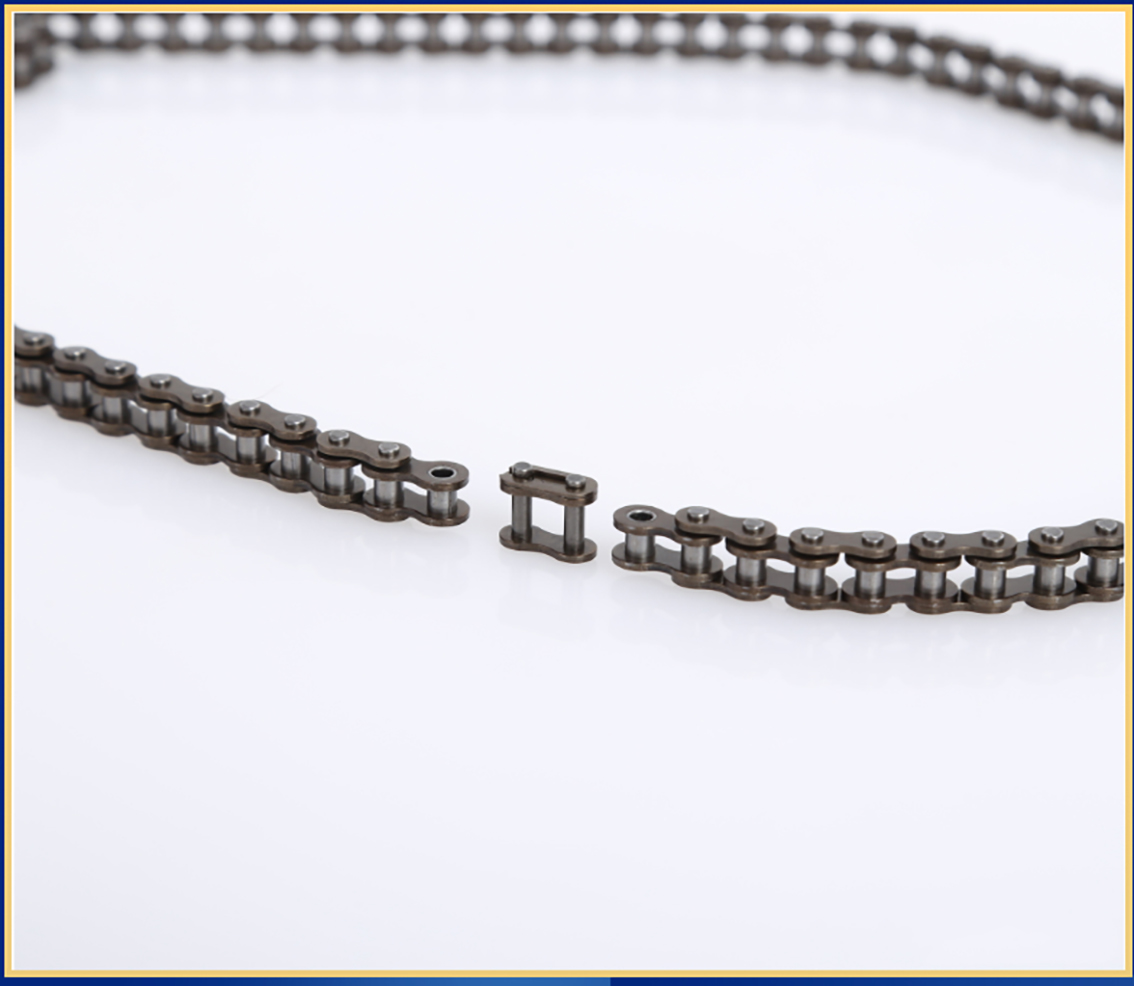 0.5-5m 04C-1 Roller Chain Link Distance 6.35mm Carbon Steel Link Head Industrial Transmission Single Row Chain Half/full Buckle