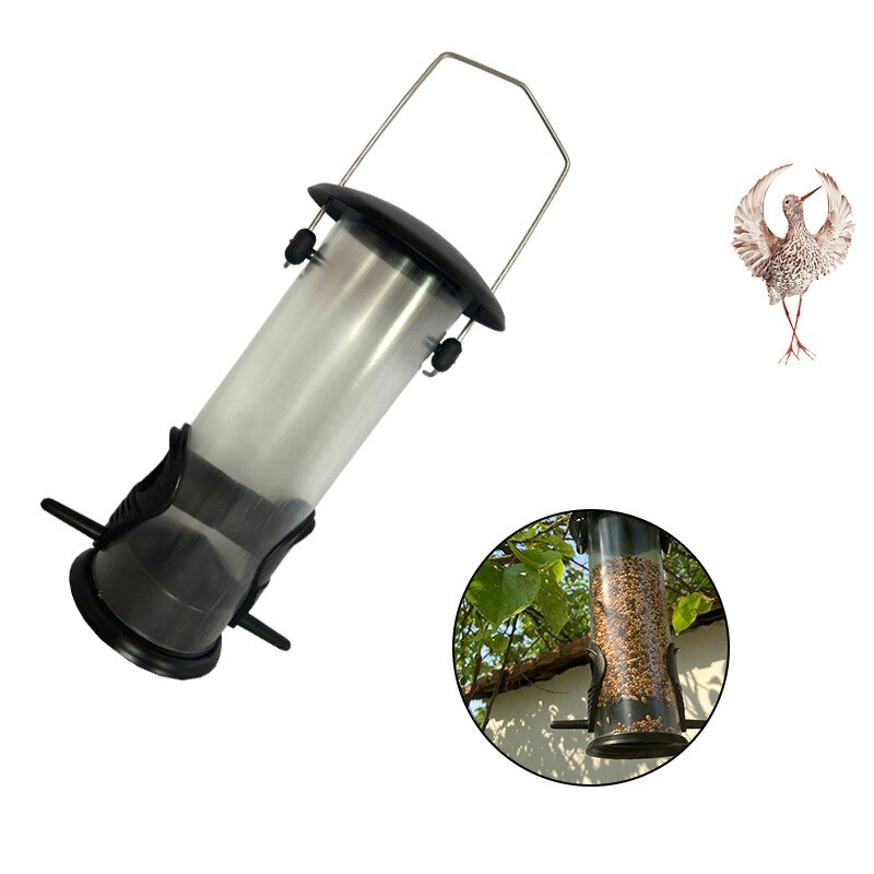 Rurowy karmnik dla ptaków, wiewiórka anty-wiszący karmnik dla ptaków, odłączany zewnętrzny podajnik odporny na warunki atmosferyczne, czarny