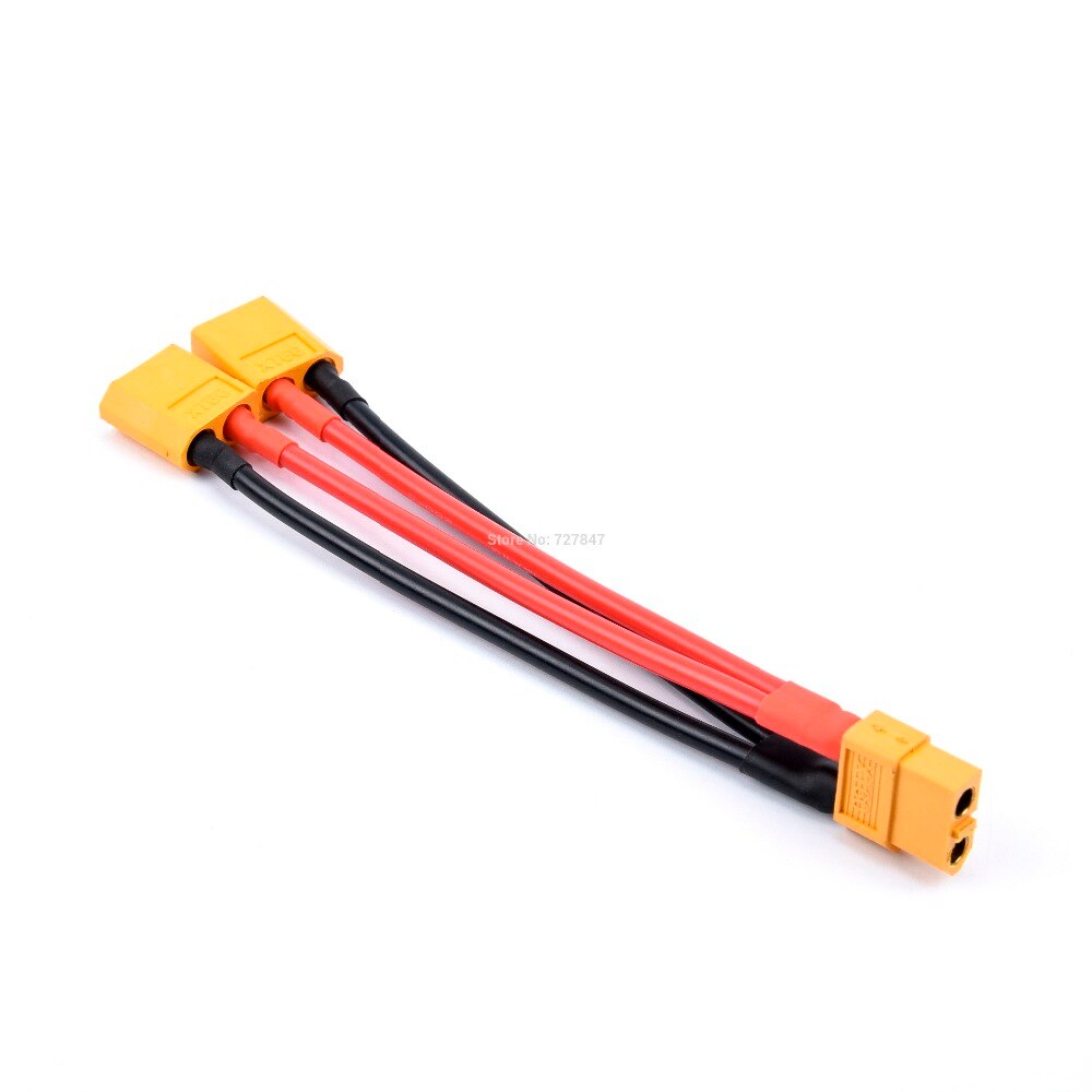Xt60 parallel batteristik han/hun kabel dobbelt forlænger y splitter / 3- vejs 14 awg silikonetråd til rc batteri motor: 1 kvinde  to 2 mand