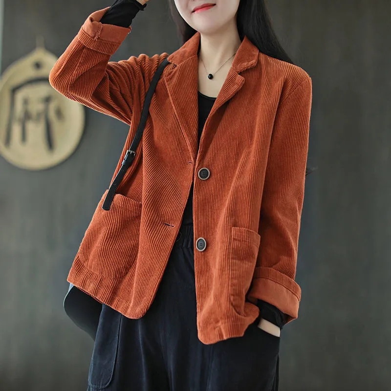 Mexzt vintage harajuku manchesterkavaj dam höst långärmad casual koreansk  y2k toppar enfärgade knappar damkläder