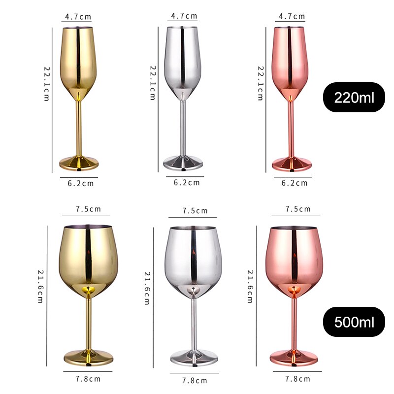 Rustfrit stål champagne kop vinglas cocktail glas metal vin glas bar restaurant bæger romantisk rødvin glas bedste pris