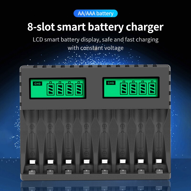 Phomax Lcd-scherm Smart Intelligent Battery Charger 8-Slot Draagbare Voor Aa/Aaa Nicd Nimh Oplaadbare Batterijen Aa aaa Lader