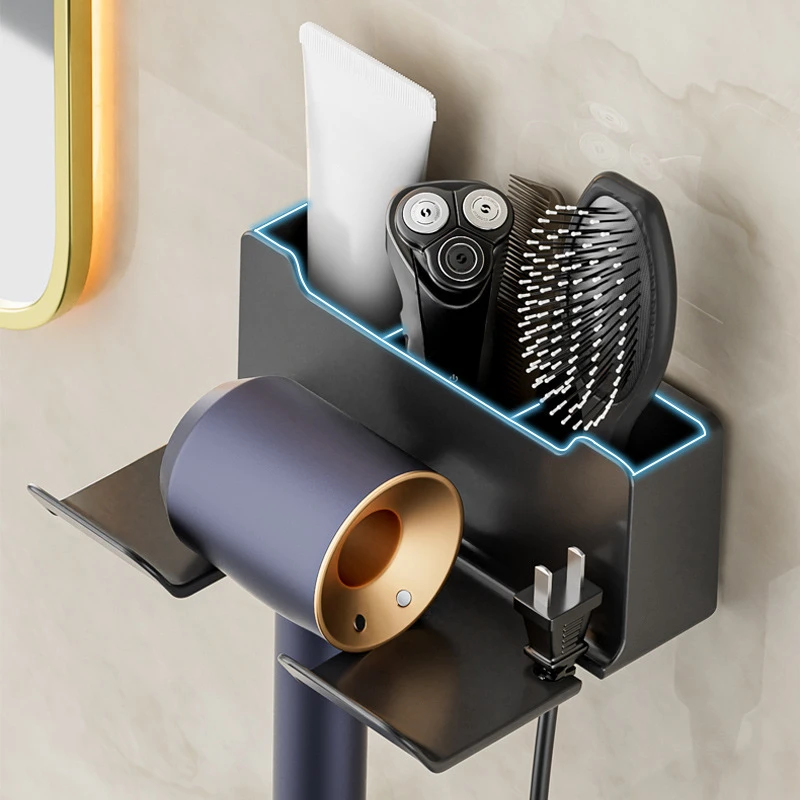 Aan de muur gemonteerde föhnhouder Drogerwieg Stijltang Stand Organizer Box Toiletventilatorhouder Plank Badkameraccessoires
