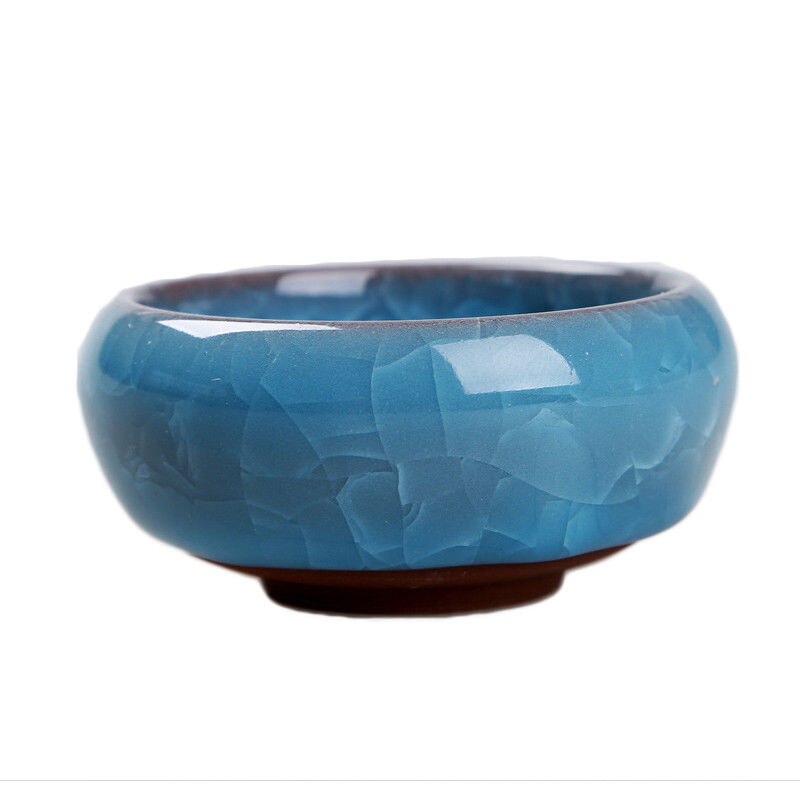 Maceta de cerámica vidriada con grietas, planta de macetas flor suculenta, maceta para hogar, oficina, escritorio, planta de decoración: sky blue