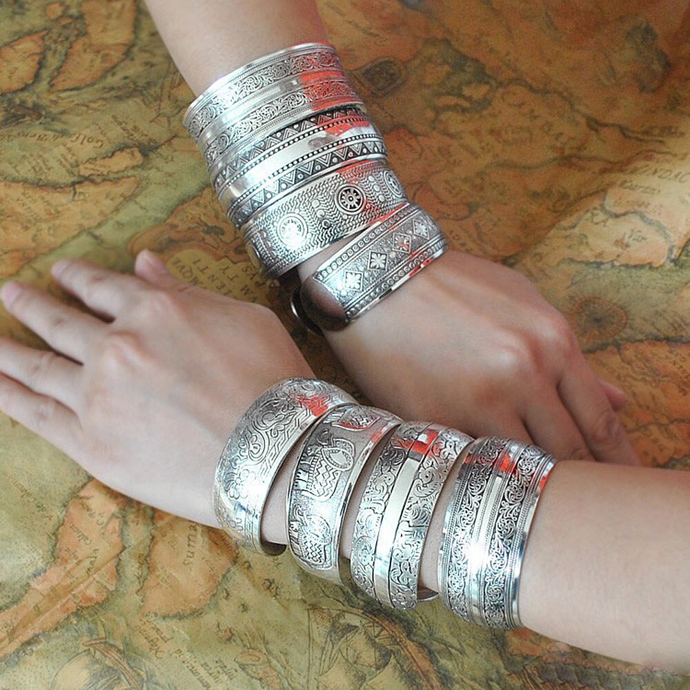 Jshine Bohemian Sieraden Vintage Vrouw Armband En Armbanden Antiek Zilver Kleur Vrouwen Armbanden Bangles Etnische Brede Manchet Bangle