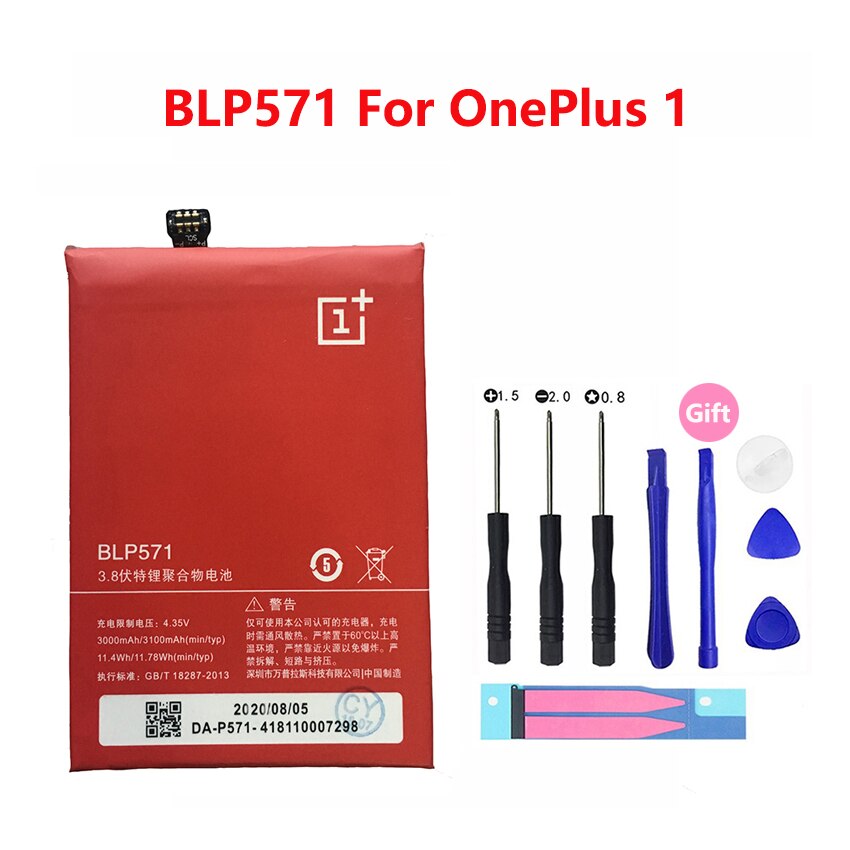 100% Batterie De Remplacement d'origine Pour OnePlus 1 + 1 2 3 3T 5 5T 6 6T 7 BLP571 BLP597 BLP613 BLP633 BLP637 BLP657 Batteries de Téléphone: BLP571 For OnePlus 1