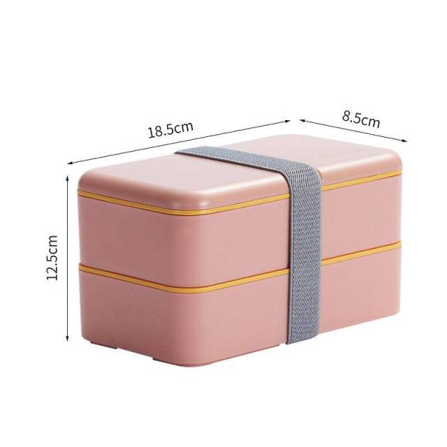 1200Ml Double-Layer Lunchbox Met Lepel Mode Draagbare Magnetron Lunchbox Gezonde Plastic Voedsel Opbergdoos Lunch doos: Pink