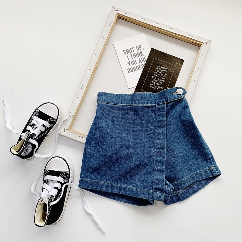 bebé verano clothes1-6Y niños niña Denim Culottes sólidos pantalones cortos faldas costura Patchwork Mini llano Jeans faldas