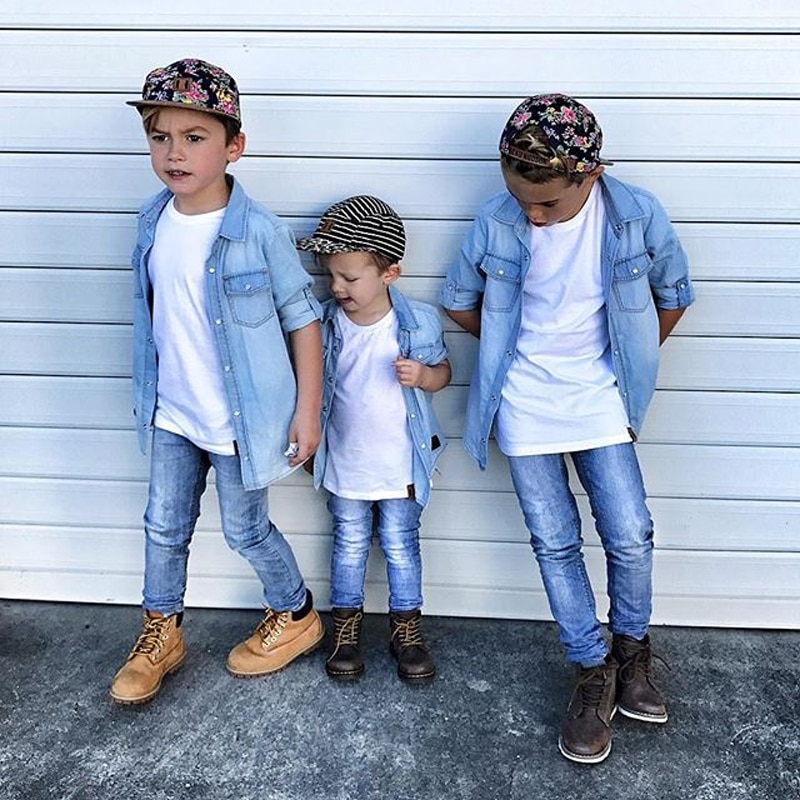 Baby piger drenge børn gentleman skjorte nyfødt denim coat skjorter outwear tøj