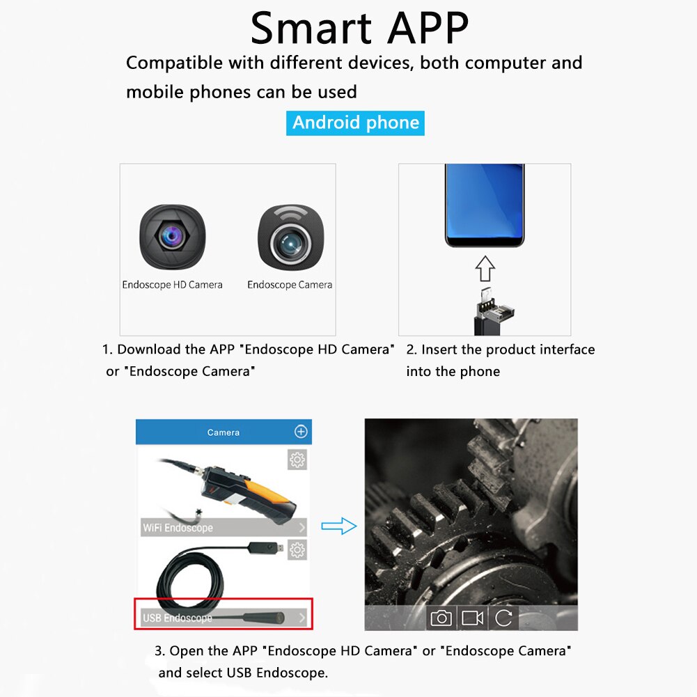 NTC140 Inspektion Kamera Endoskop HD Objektiv 5,0 MP Autofokus Auto Reparatur Wasserdicht Industrielle IP67 5m Kabel USB Endoskop