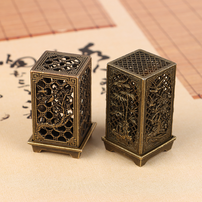 Brûleur d'encens Vertical carré, petit porte-encens en alliage Xiangyun, aromathérapie intérieure, ornement de maison, brûleurs d'encens en prune chinoise