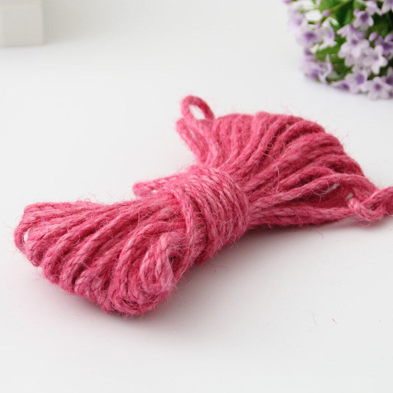 6mm naturalna juta sznurka pasek z juty liny konopne strona sznureczki do pakowania prezentów ślubnych nici DIY Craft wykonany ręcznie dekoracyjny Pet drapanie: pink