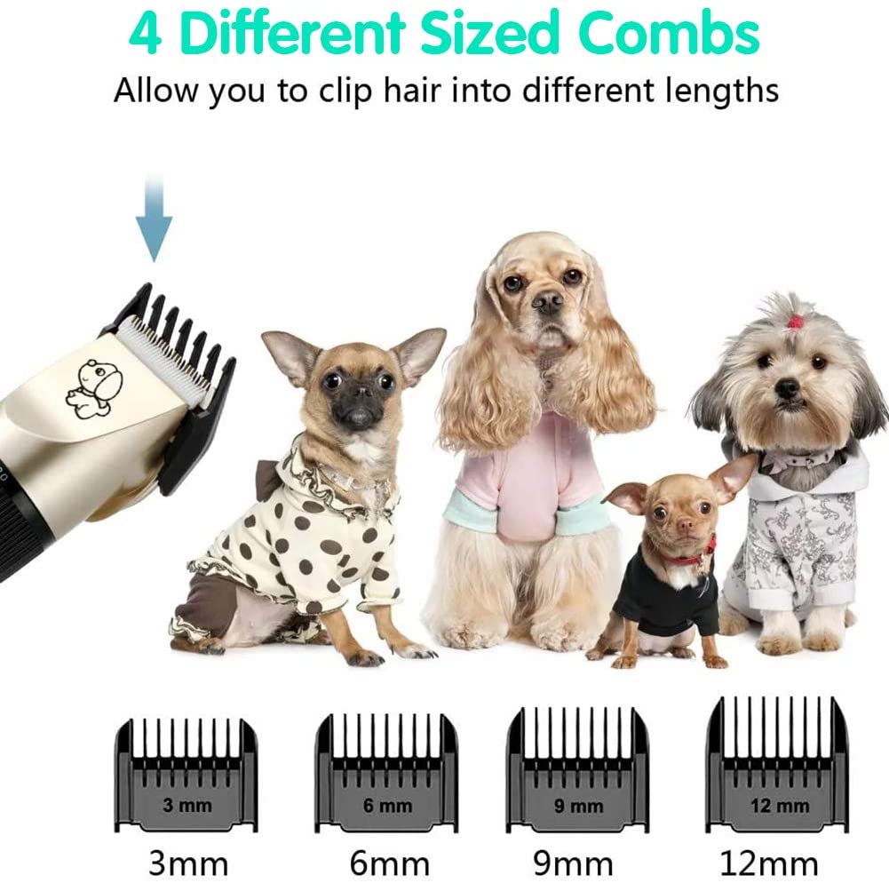 Dog Clippers Grooming Kit Electric Pet Clippers Low Noise Rechargeable Cordless Pet Hair Trimmer for Dogs Cats