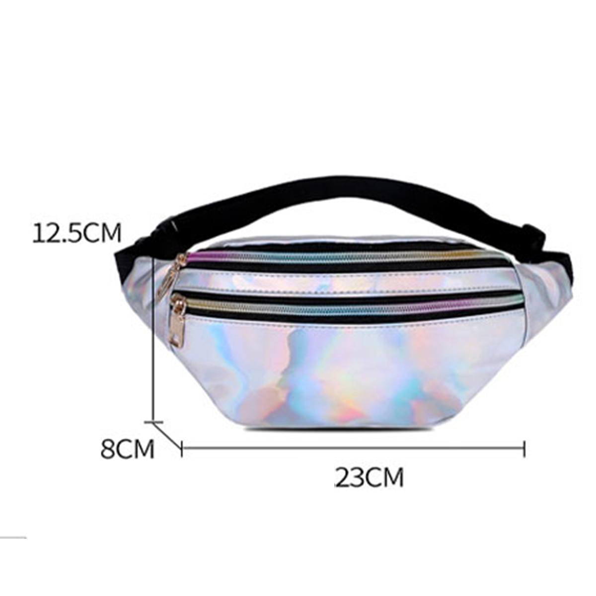 Holographic Fanny Pack Shiny Metallic Color Sport Waist Pack Belt Bum Shoulder Bags