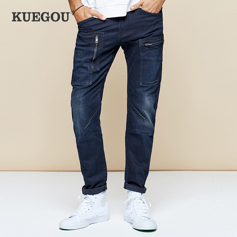 Zwarte Slim Fit Heren Cargo Broek met Zakken