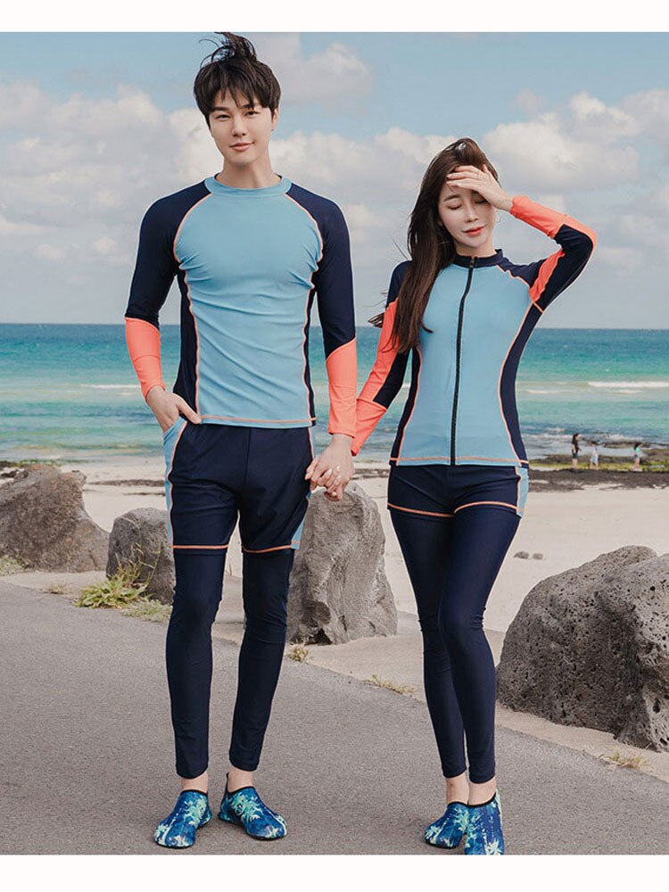 Traje de baño de manga larga para mujer, ropa de baño con cremallera, protección solar UPF 50, parte superior e inferior, para Surf, buceo, piel, chándal de Yoga atlético, 5 uds.