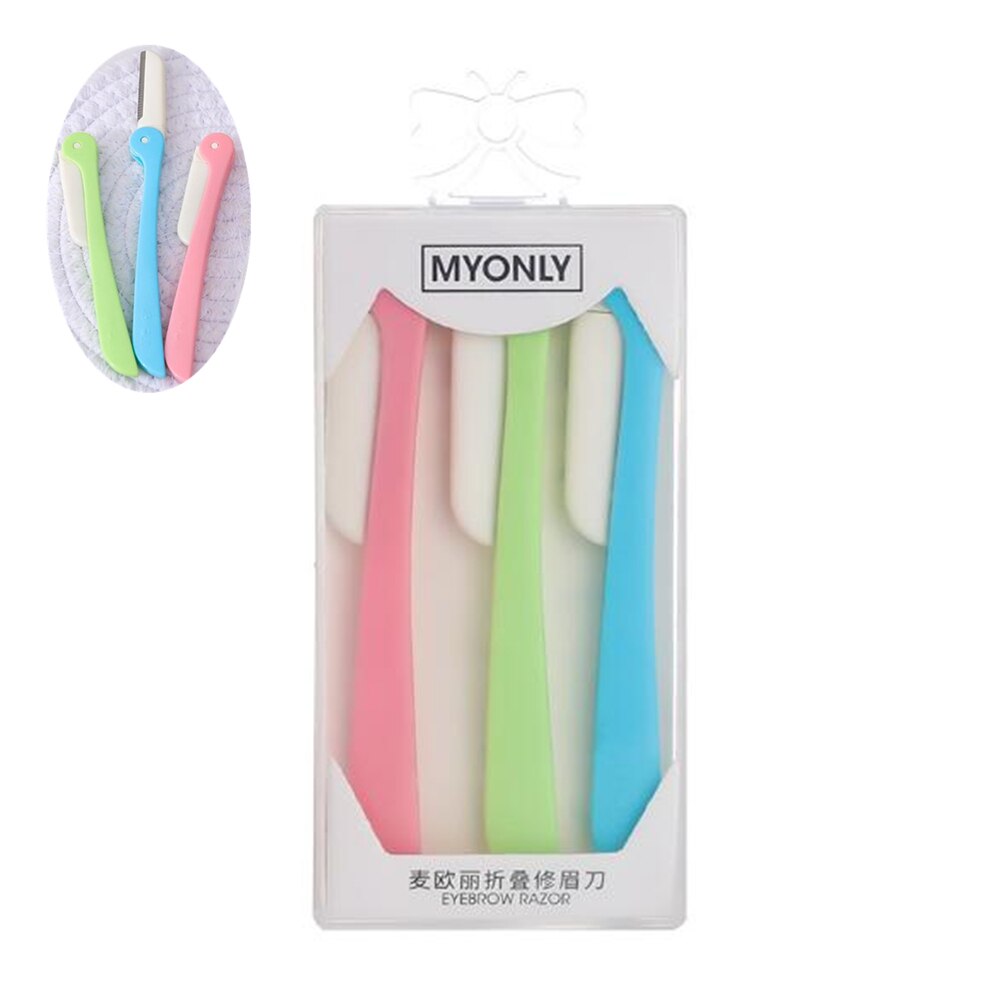3/10pcs Eyebrow Trimmer Blade Shaver Portable Facial Face Razor Eyebrow Shaper Shaping Tool Scissors Face Hair Remover for Women: D - 3pcs Multi-color