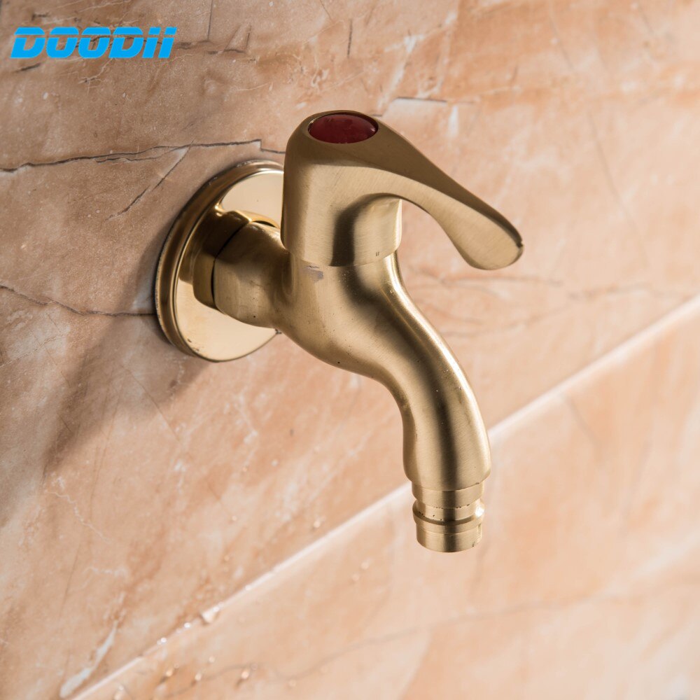 Doodii Antique Solid Brass Cold Water Wall Tap Garden Piscinas Long Washing Machine Water Tap Basin Faucet Bibcock taps