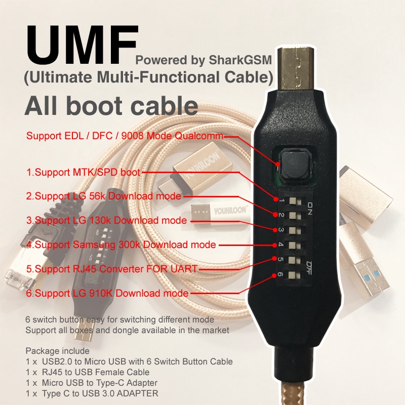 gsmjustoncct Umf cable /all in one Cable for edl /dfc for 9800 model Forqualcomm/mtk/spd