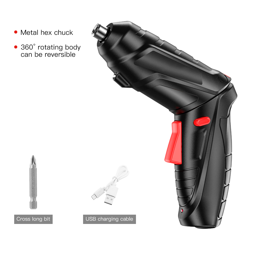 Vastar 47/16/3pcs/set Mini Electric Screwdriver USB 2-Speed Household Electric Screwdriver Drill for Door Assembly Power Tools: 3pcs black set