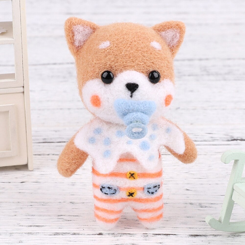 Paquete de fieltro artesanal, Kit de Material de aguja artesanal de fieltro de lana para muñeca de perro pokeed, juguete hecho a mano no terminado, traje artesanal de fieltro
