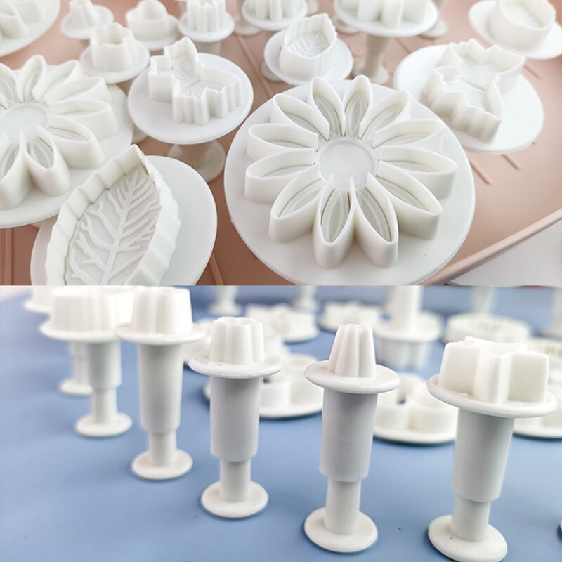33Pcs Plunger Fondant Cutter Cake Tools Set Diy Plunger Cutter Biscuit Cookie Cakevorm Taart Decoreren Gereedschappen