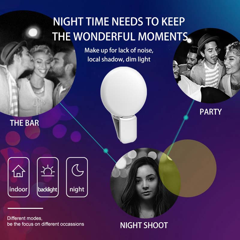 Draagbare Camera Led Ring Licht Invullen Flash Voor Telefoon Met Usb-poort Opladen Kan Worden Opgeladen Met Power Bank computer Etc