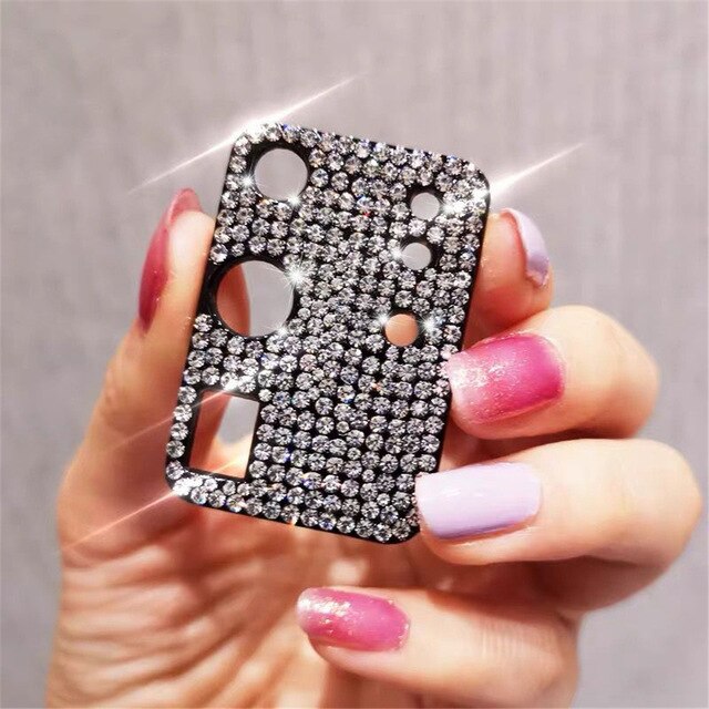 Funda protectora 3D para Samsung Galaxy S20 Plus, película protectora para lente de cámara con purpurina y diamantes de imitación: S20 Plus / Black