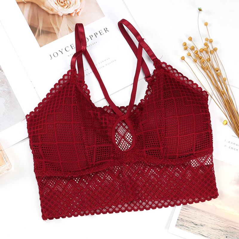 Sujetador deportivo para mujer, Tops cortos a prueba de golpes, ropa interior de encaje para mujer, chaleco de intensidad alta, acolchado para gimnasio, Yoga, sujetador de Fitness: YGH118BR