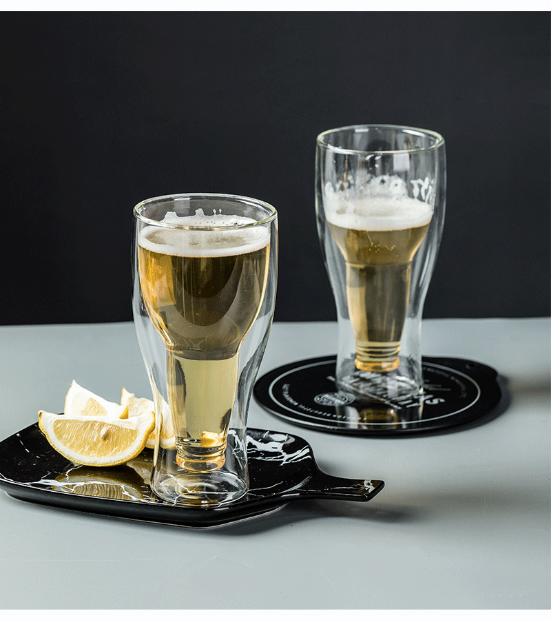 350ml dubbellager ölglas flip ölkopp genomskinligt konstvinglas för bar restaurang whisky brandy vodka cocktail: 2 st