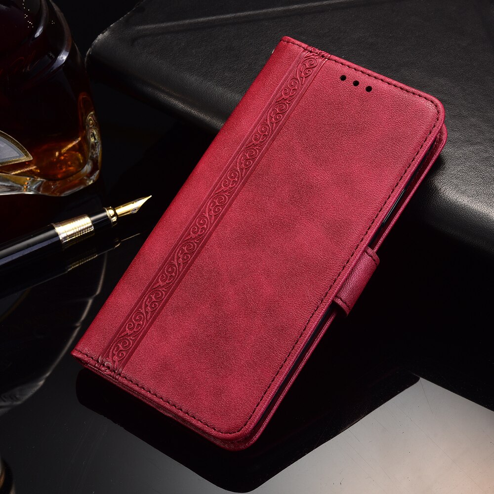 Funda de cuero con tapa para Huawei Honor 6C Pro JMM-L22, funda de libro con tapa de 5,22 pulgadas para Huawei Honor 6 C 6C Pro: MaYi--Red