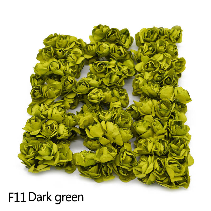 3cm 72PCS Artificial Flowers Paper Flower Head Bouquet DIY Craft Wreath Scrapbooking Flower Wedding Decoration Party Supplies: F11 Dark green