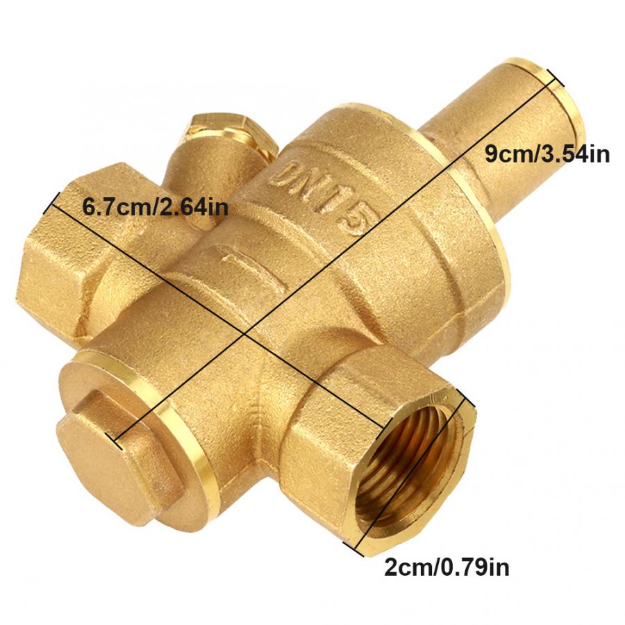 DN15 Adjustable Water Pressure Regulator Reducer With Gauge Meter Brass Tool