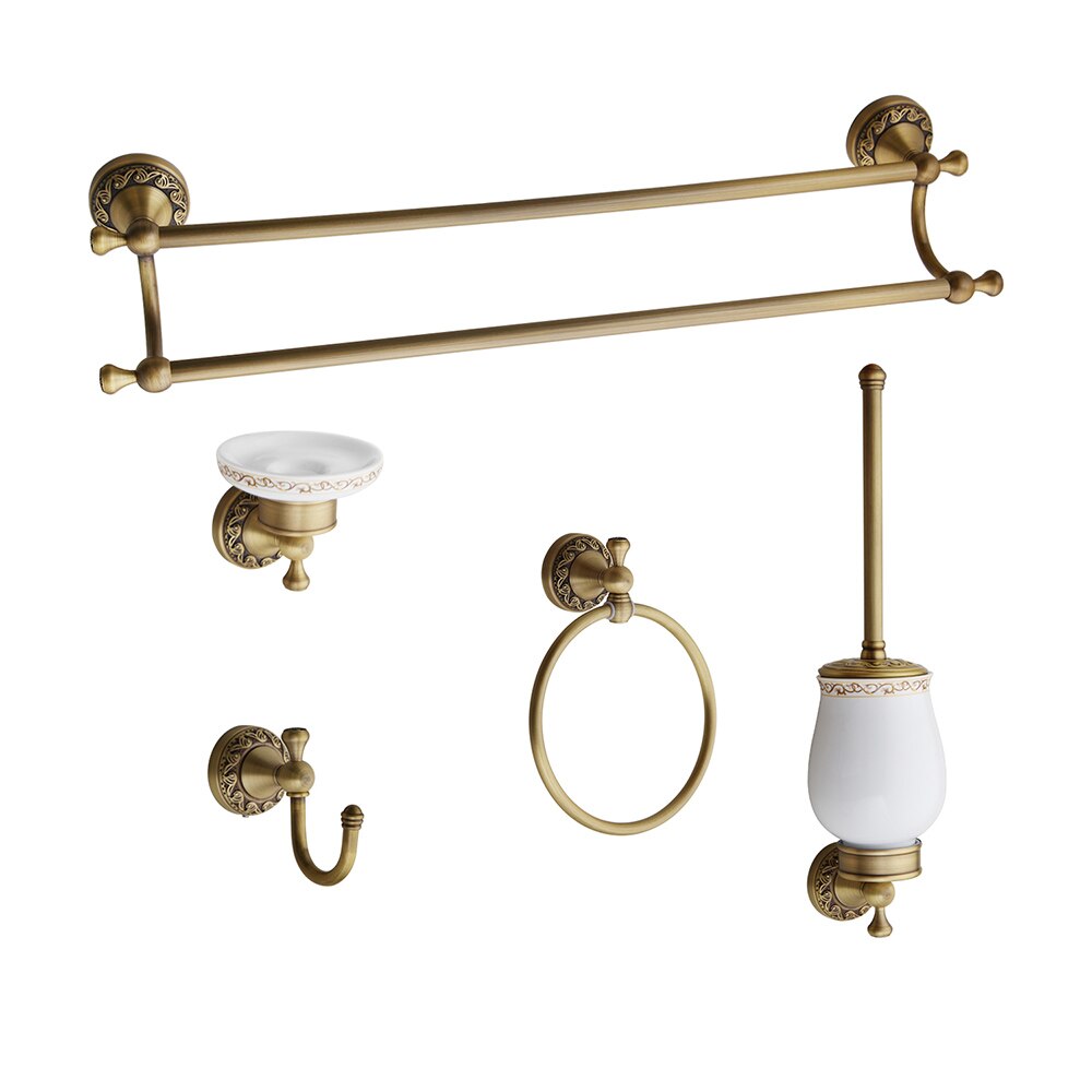 YANKSMART antyczny mosiądz akcesoria łazienkowe zestawy papier toaletowy szczotka robić wc wieszak na ręczniki wieszak na ręczniki robić montażu na ścianie zestaw Combo